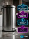 Lixeira Inox Redonda Multiuso - 12 Litros