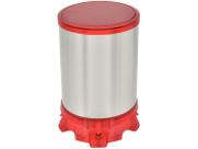 Lixeira Inox Tramontina Sofie Inox Scotch Brite e Detalhes em Plástico Translúcido Vermelho com Pedal 5 L