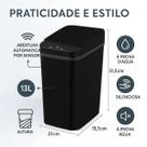 Lixeira Inteligente 12l Automática Sensor Sem Toque Cozinha Preto