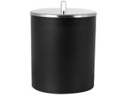 Lixeira Multiuso Redonda Preto Fosco Tampa Aço Inox Compacta Elegante