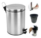 Lixeira Pedal Inox Redonda Multiuso 3 L Cesto Lixo Premium