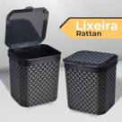 Lixeira Pia De Plástico Rattan Preta Cozinha Banheiro C/ Tampa 5 Litros