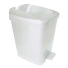 Lixeira Plástica Quadrada 9 Litros com Pedal Branco - Altura 28cm - Metasul