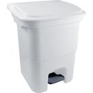 Lixeira Plasvale Com Pedal 50L Branca Quadrada