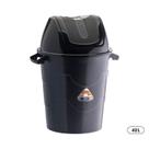 Lixeira Preta Basculante Plástica Grande 42L com Tampa Resistente para Cozinha Banheiro Escritório