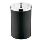 Lixeira Preta Com Tampa Metalizada 8 Litros Cesto De Lixo Grande Para Cozinha Banheiro Quarto Lavabo Decoração Organizador