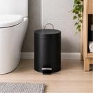 Lixeira Preta Inox 3L com Pedal e Balde