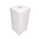 Lixeira quadrada 5,5l em resina branco - cromado