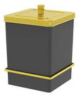 Lixeira Quadrada 6,5l Com Suporte Adesivo - Preto/dourado