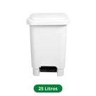 Lixeira Quadrada com Pedal 25 Litros Branca