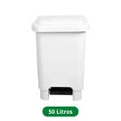 Lixeira Quadrada com Pedal 50 Litros Branca