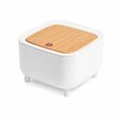 Lixeira Quadrada com Tampa Click 8L e 1,5L Decorativa Branca com Pés de Madeira para Banheiro Lavabo Escritório