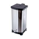 Lixeira Quadrada Inox Com Pedal Esfera - Tampa Plástica 25L