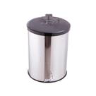 Lixeira Redonda Inox Com Pedal Esfera - Tampa Plástica 20L