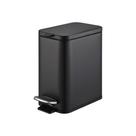 Lixeira Retangular C- Pedal E Balde 5 L Aço Carbono Cor Preto Linha Frame Brinox