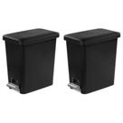Lixeira Retangular Sterilite 10L com Pedal e Tampa Preta Kit 2 Unidades