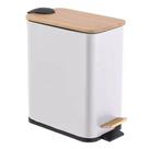 Lixeira Retangular Tampa Bambu 5 Litros Com Pedal