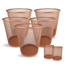 LIXEIRA ROSE GOLD KIT 5un, lixeira escritório 10 litros rose gold, lixeira quarto, cesto de lixo, cesta de lixo rose gold