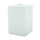Lixeira simp.vidro branco+tampa+puxado metal 30x20x20