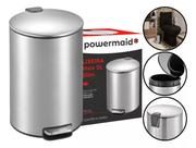 Lixeira Slim 5 Litros Aço Inox Escovado Pedal Redonda Cozinha Lavabo Powermaid