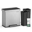 Lixeira SONGMICS 60L com Compartimento Duplo em Aço Inoxidável