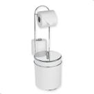 Lixeira Suporte Chão P/Papel Higiên Tampa Inox Preta/Branca