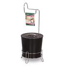 Lixeira Tampa Inox com Suporte de Papel Higiênico Niquelart - Preta