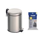 Lixeira Tramontina Brasil com Pedal 5L Redonda Inox + Saco de Lixo