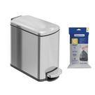 Lixeira Tramontina Tipo D Slim com Pedal 6L Inox Acetinado + Saco de Lixo