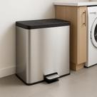 Lixeira Tripla Coleta Seletiva Inox 30L Com Pedal E Baldes Lixeira Tripla Coleta Seletiva Inox 30L Com Pedal E Baldes