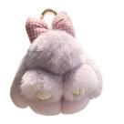 Llaverito de conejo suave y esponjoso de piel sintética, peluche, 12 cm, púrpura