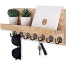 Llavero de Pared Lwenki para Entrada con 7 Ganchos de Madera