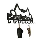 Llaveros Tengan de Pared con Diseño de Gato en Metal Negro