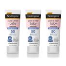 Loção Protetora Solar Neutrogena Pure & Free Baby SPF 50 90mL, 3 unidades