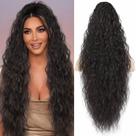 Lommel de extensão de rabo de cavalo para mulheres, longo, ondulado, 75 cm, marrom, preto