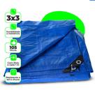 Lona 3x3 Impermeável Plástico Encerado Azul Toldos Caminhão Multiuso Reforçada 105 Micras