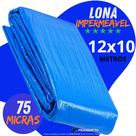 Lona Azul 12x10 Metros Impermeável Grande Piscina Camping Cobertura Toldo Caminhão 75G Multiuso