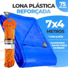 Lona Azul Carreteiro Camping Piscina Toldos Caminhão Impermeável 75g 7x4 Metros + Corda 10 metros