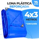 Lona Azul Para Carreteiro Camping Piscina Toldo Impermeável 4x3 Multiuso Reforçada