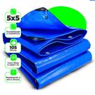 Lona Azul Para Garagem Camping Toldo Plástica 5x5 Metros Resistente 105 Micras Cobertura Piscina