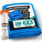 Lona Caminhão Caminhoneiro Impermeável 6x3 Cobertura Piscina Reforma Obra Pintura Uso em Geral + Corda 10M