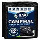 Lona CAMPMAC preta impermeável, resistente, 8 x 10 pés, 180 g/m2, 12 mil