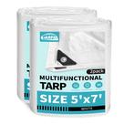 Lona impermeável Tarpal de 5 x 7 pés branca (pacote com 2) para lenha Lona impermeável Tarpal de 5 x 7 pés branca (pacote com 2) para lenha