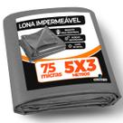 Lona Plástica 5x3 Metros Para Acampamentos E Toldos Grande Multiuso Cinza