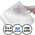 Lona Plástica Impermeável 5 x 3 Metros Transparente com Ilhós Reforçados