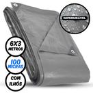 Lona Plástica Impermeável 6 x 3 Metros Cinza Importway 100 Micras Lona Plástica Impermeável 6 x 3 Metros Cinza Importway 100 Micras