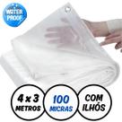 Lona Transparente 4 x 3 Metros Impermeavel 100 Micras com Ilhos Metal Lona Transparente 4 x 3 Metros Impermeavel 100 Micras com Ilhos Metal