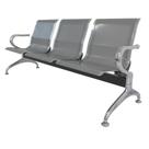 Longarina 3 Lugares NR-17 Dubai Fratini 171 cm (larg) Aço Carbono, Cromado e Pintura Cinza c/ Braços