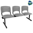 Longarina 3 lugares WP Plus De Plástico Polipropileno LG flex Reforçada Cinza