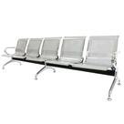 Longarina 5 Lugares NR-17 Dubai Fratini 226 cm (larg) Aço Carbono, Cromado e Pintura Cinza c/ Braços